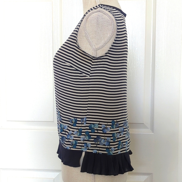 Tory Burch Blue and White Embellished Crop Tank Top - Picture 4 of 7